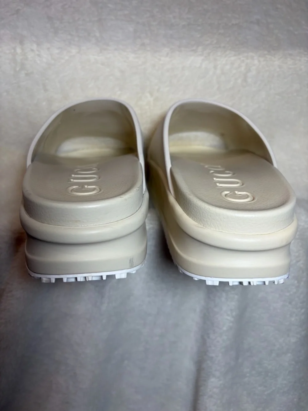 Gucci Miami Interlocking G Platform Off White Logo Rubber Slide Sandals - Picture 4 of 7